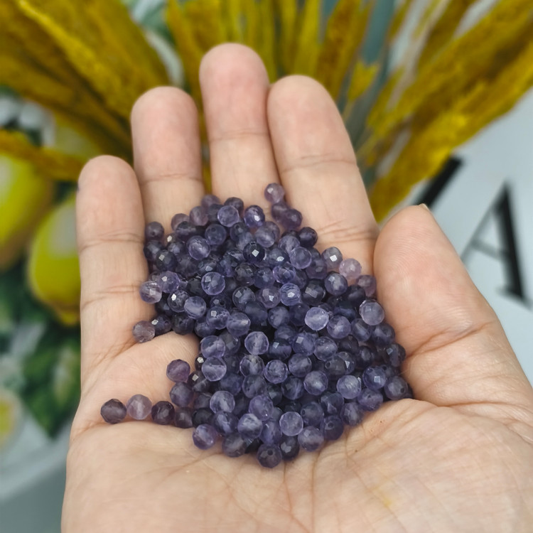 مهره سنگ آمیتیست 4میل تراش جواهری اصل معدنی سوراخ دار
