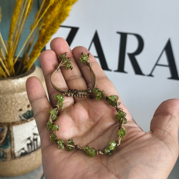 دستبند شکوفه سنگ زبرجد چیپسی اصل معدنی