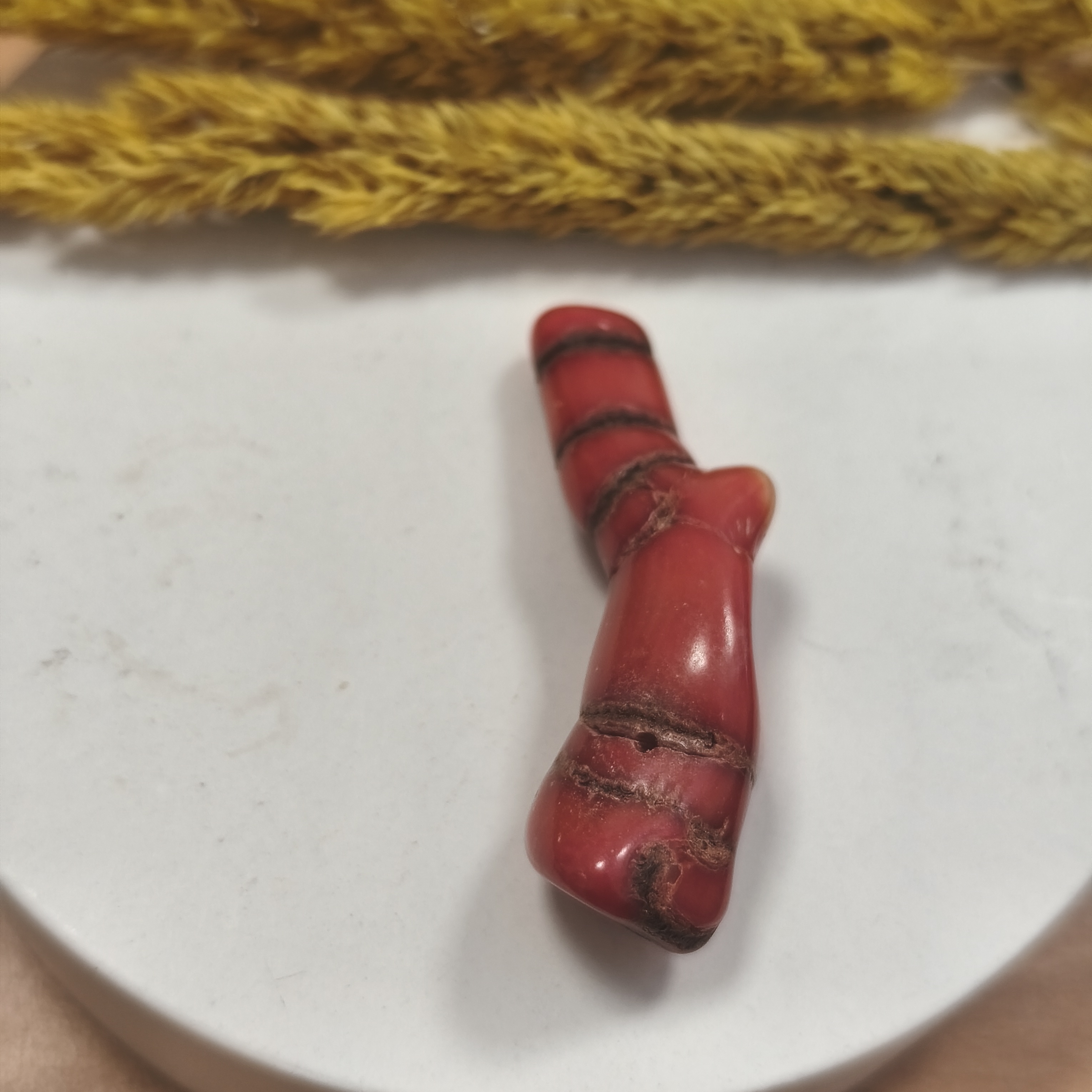 مرجان قرمز بزرگ طبیعی۸.۷۴گرم سوراخ دار دریایی مرجان سرخ