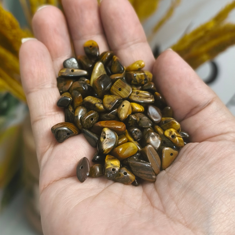 مهره سنگ چشم ببر چیپسی پاکستان دفرمه تراش نخورده درجه یک طبیعی سوراخ دار