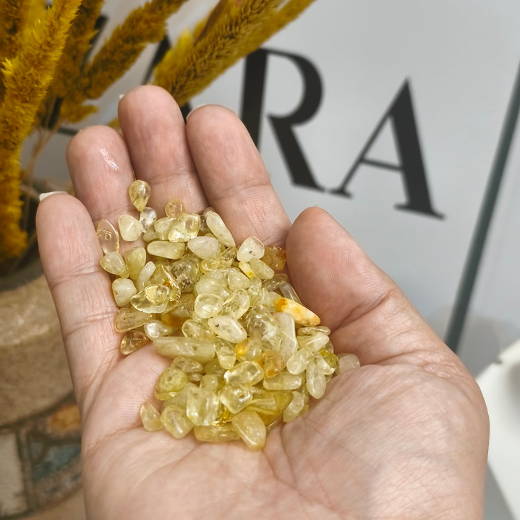 مهره سنگ سیترین چیپسی برزیلی دفرمه تراش نخورده سنگ اصل درجه یک