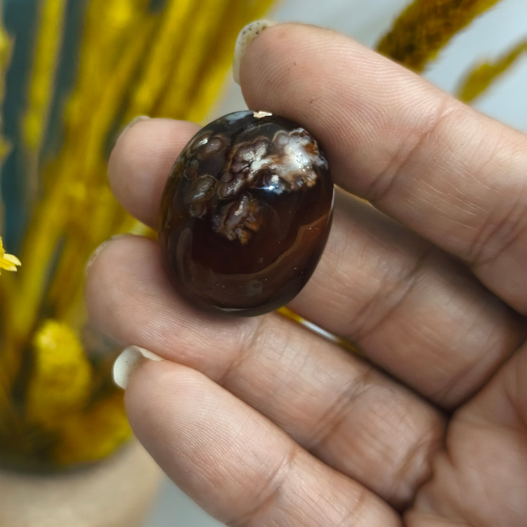 نگین سنگ عقیق شجر8.88گرم اصل معدنی تراش دامله